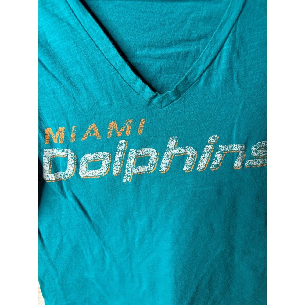 NFL Team Apparel Miami Dolphins Womens Teal V-Neck Graphic T-Shirt Size‎ M - Picture 2 of 8